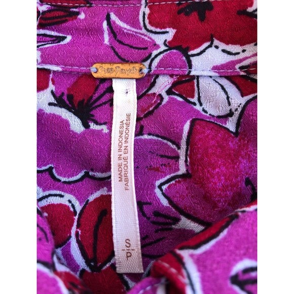 Free People Brunch a Bunch Tunic Shirt Deep Combo Button Down Size Small - Picture 9 of 10